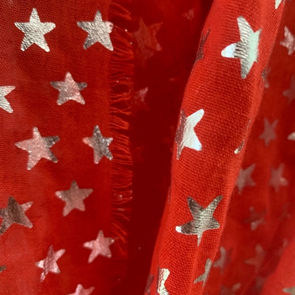 Infinity Scarf- red with silver stars. - Picture 3 of 6